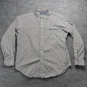 Ralph Lauren Mens XL Classic Fit Button Down Shirt White Striped Long Sleeve